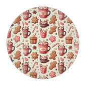 Cozy Christmas Cocoa and Gingerbread Pattern カッティングボード (正面)