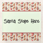 Cozy Christmas Cocoa and Gingerbread Pattern ガラスコースター (正面)