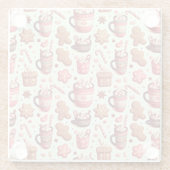 Cozy Christmas Cocoa and Gingerbread Pattern ガラスコースター (裏面)