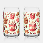 Cozy Christmas Cocoa and Gingerbread Pattern ガラス缶 (裏面)