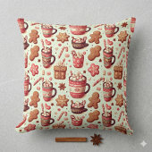 Cozy Christmas Cocoa and Gingerbread Pattern クッション