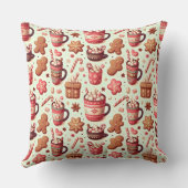 Cozy Christmas Cocoa and Gingerbread Pattern クッション (裏面)