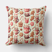 Cozy Christmas Cocoa and Gingerbread Pattern クッション (正面)
