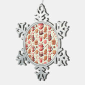 Cozy Christmas Cocoa and Gingerbread Pattern スノーフレークピューターオーナメント (右)