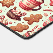 Cozy Christmas Cocoa and Gingerbread Pattern デスクマット (コーナー)
