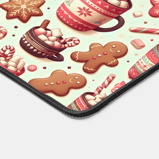 Cozy Christmas Cocoa and Gingerbread Pattern デスクマット (コーナー)