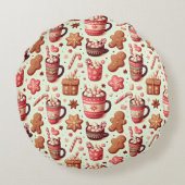 Cozy Christmas Cocoa and Gingerbread Pattern ラウンドクッション (裏面)