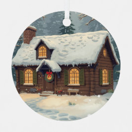 Cozy Christmas Cottage Ornament | Warm Winter メタルオーナメント