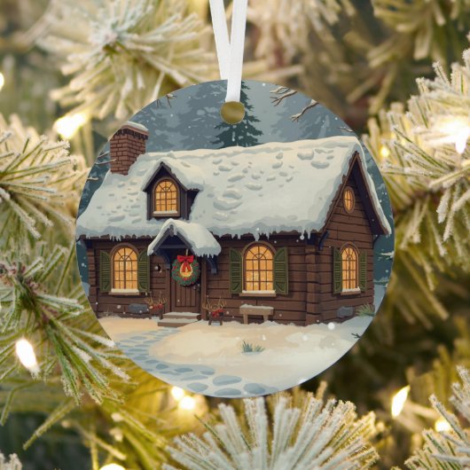 Cozy Christmas Cottage Ornament | Warm Winter メタルオーナメント (インサイチュ)