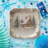  Cozy Christmas Cottage Paper Plate ペーパープレート (パーティー)