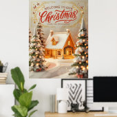 Cozy Christmas Cottage Poster ポスター (ホームオフィス)
