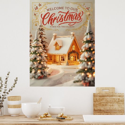 Cozy Christmas Cottage Poster ポスター (キッチン)