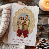Cozy Christmas Crochet Frame Holiday Photo Card 招待状