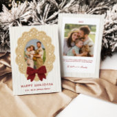 Cozy Christmas Crochet Frame Holiday Photo Card 招待状