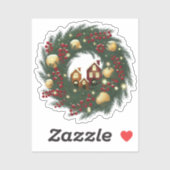 Cozy Christmas Deer with Ornamen Cut Vinyl Sticker シール (シート)