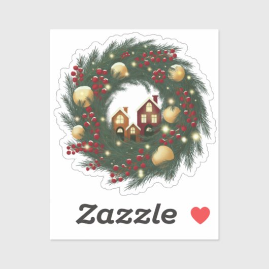 Cozy Christmas Deer with Ornamen Cut Vinyl Sticker シール (シート)