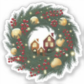 Cozy Christmas Deer with Ornamen Cut Vinyl Sticker シール (正面)