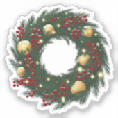 Cozy Christmas Deer with Ornamen Cut Vinyl Sticker シール (正面)