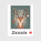 Cozy Christmas Deer with Ornaments and Lights シール (シート)