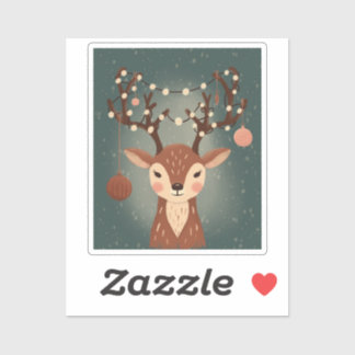Cozy Christmas Deer with Ornaments and Lights シール
