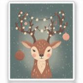 Cozy Christmas Deer with Ornaments and Lights シール (正面)
