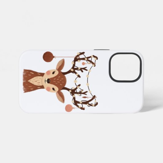 Cozy Christmas Deer with Ornaments and LPhone Case iPhoneケース (裏面横)