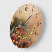 Cozy Christmas Dreams Wall Clock | Holiday Wall  ラージ壁時計 (傾斜)