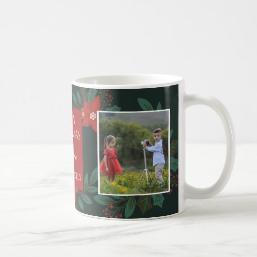 Cozy Christmas Floral 2 Photo Mug Classic Holiday コーヒーマグカップ (右)