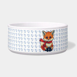 Cozy Christmas Fox Ceramic Pet Bowl ボウル