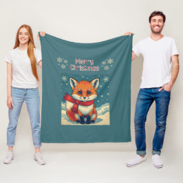 Cozy Christmas Fox Fleece Blanket フリースブランケット