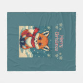 Cozy Christmas Fox Fleece Blanket フリースブランケット (正面(横))