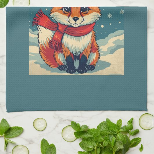 Cozy Christmas Fox Kitchen Towels キッチンタオル (折り畳み)