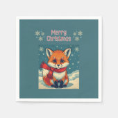 Cozy Christmas Fox Paper Napkin スタンダードカクテルナプキン (正面)
