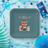 Cozy Christmas Fox Paper Plate ペーパープレート (パーティー)