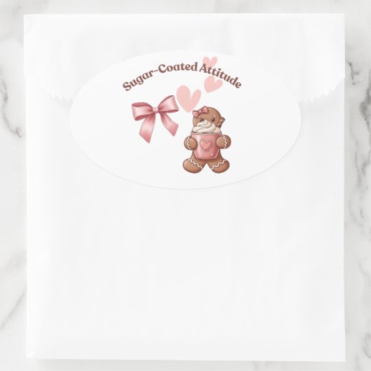 Cozy Christmas Gingerbread Coquette – Swee 楕円形シール (バッグ)