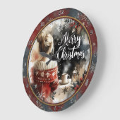Cozy Christmas Girl Sweater ラージ壁時計 (傾斜)