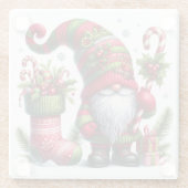 Cozy Christmas Gnome Art – Festive Holiday ガラスコースター (裏面)