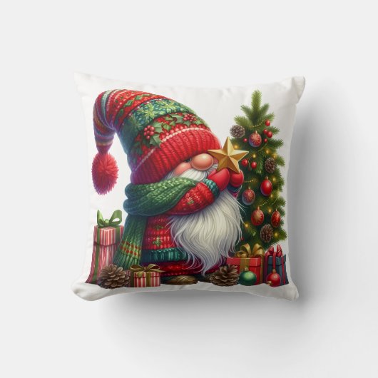 Cozy Christmas Gnome Art – Festive Holiday クッション (正面)
