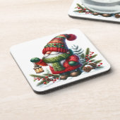 Cozy Christmas Gnome Art – Festive Holiday コースター (左側)