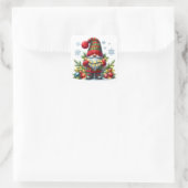 Cozy Christmas Gnome Art – Festive Holiday スクエアシール (バッグ)