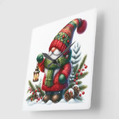 Cozy Christmas Gnome Art – Festive Holiday スクエア壁時計 (傾斜)