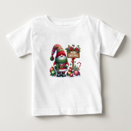 Cozy Christmas Gnome Art – Festive Holiday ベビーTシャツ (正面)