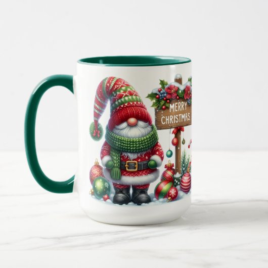 Cozy Christmas Gnome Art – Festive Holiday マグカップ (左)