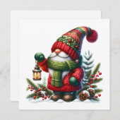 Cozy Christmas Gnome Art – Festive Holiday 招待状 (正面/裏面)