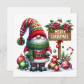 Cozy Christmas Gnome Art – Festive Holiday 招待状 (正面/裏面)