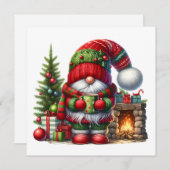 Cozy Christmas Gnome Art – Festive Holiday 招待状 (正面/裏面)