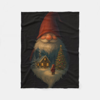 Cozy Christmas Gnome Cabin Fleece Blanket – Vintag フリースブランケット