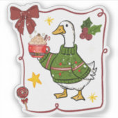 Cozy Christmas Goose Holiday Design シール (正面)