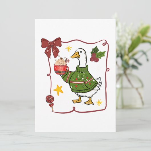 Cozy Christmas Goose Holiday Design 招待状 (スタンド正面)