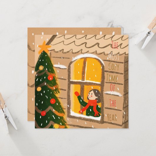 Cozy Christmas Greeting  カード (正面/裏面インサイチュ)